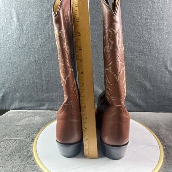 Tony Lama Men's Western Cowboy Boots Almond Toe Leather VM0004 Vaquero Brown 9D - Picture 7 of 12